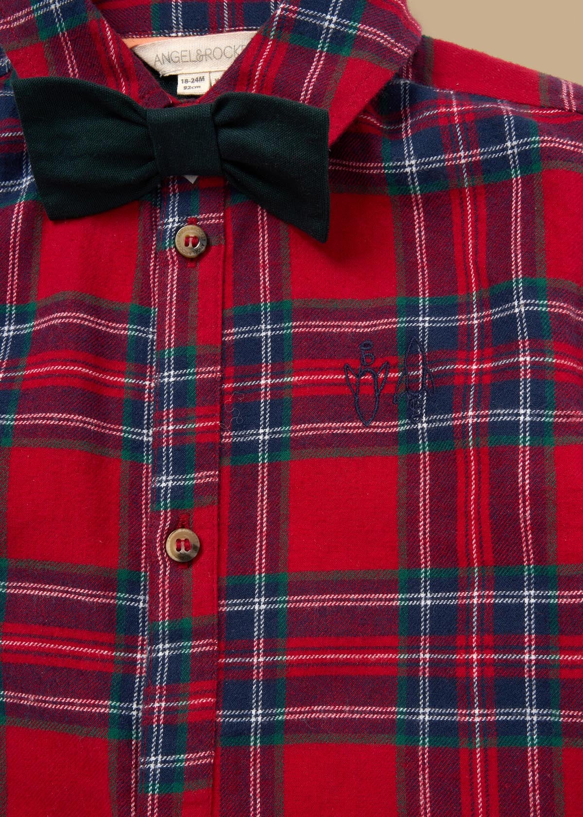 online boy brushed shirt with bow tie