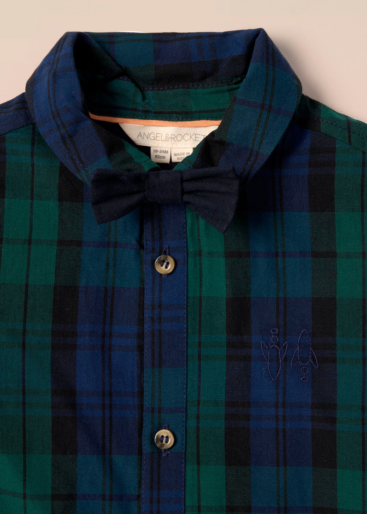 online boys plaid shirt with bow tie