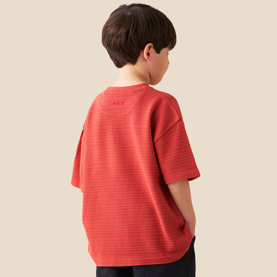 Angel & Rocket Boys Solid Orange T-Shirts