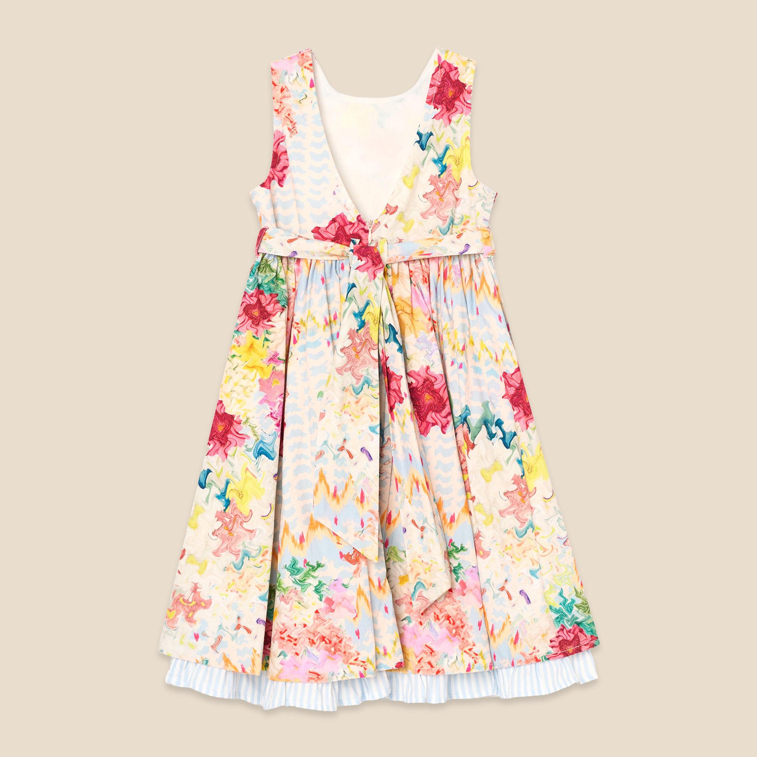Seren Print Stripe Sash Waist Dress - Angel & Rocket