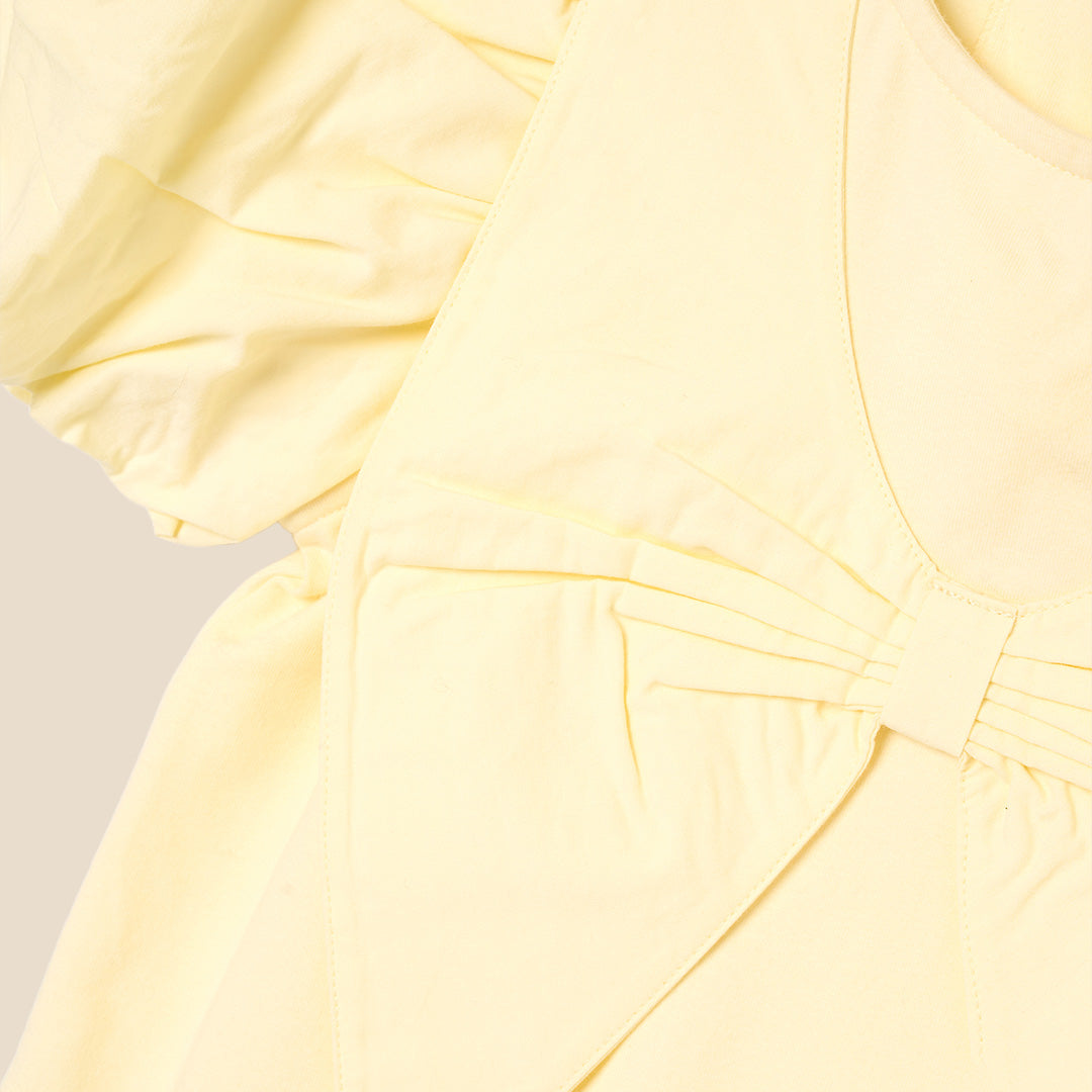 Tilly Yellow Bow Collar Puff Sleeve T Shirt - Angel & Rocket