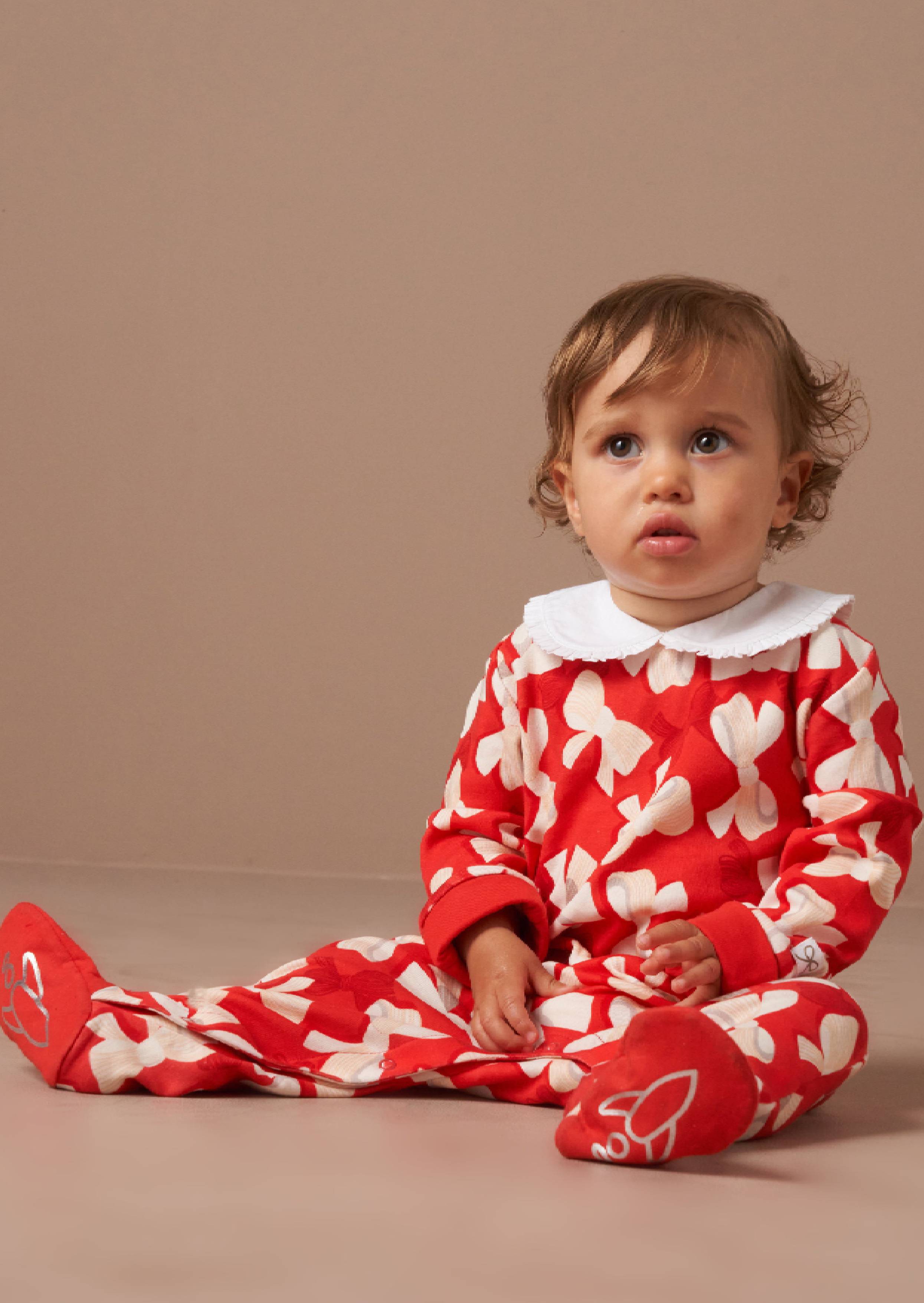 Angel Rocket New Born Printed Red Sleepsuits