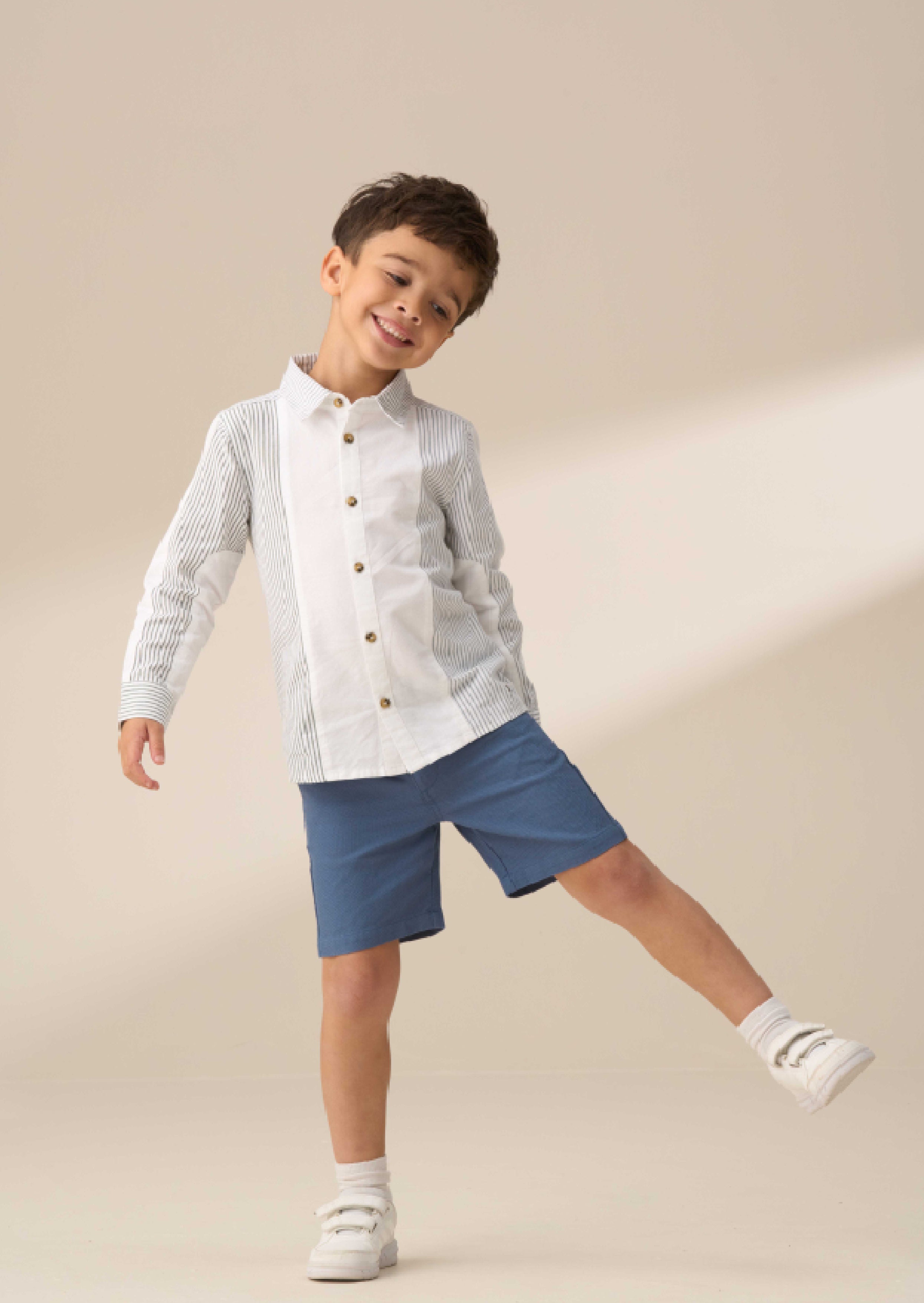 Buy Blue Colour Block Smart Shirt