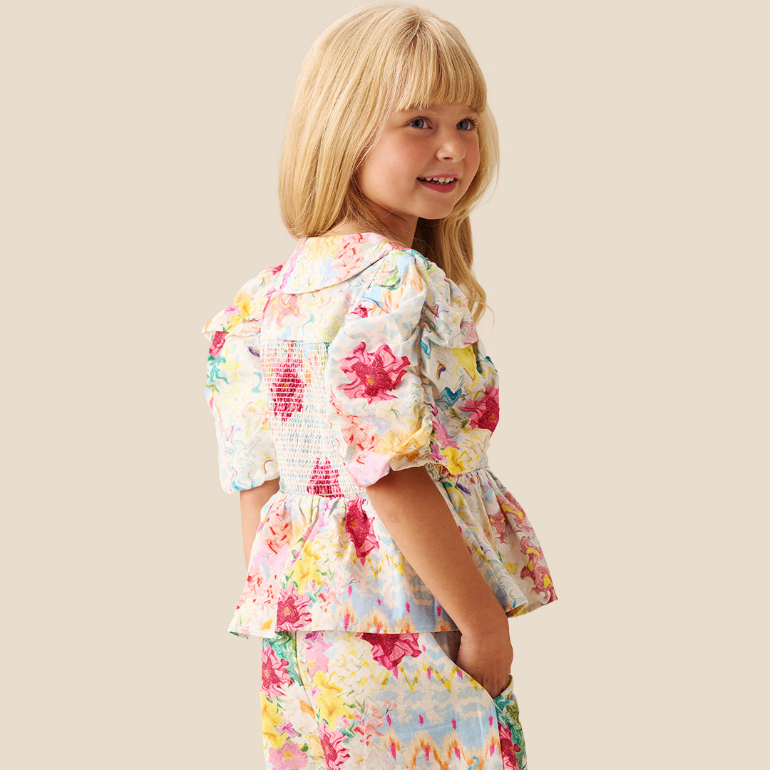 Orla Multi Peter Pan Collar Shirred Blouse