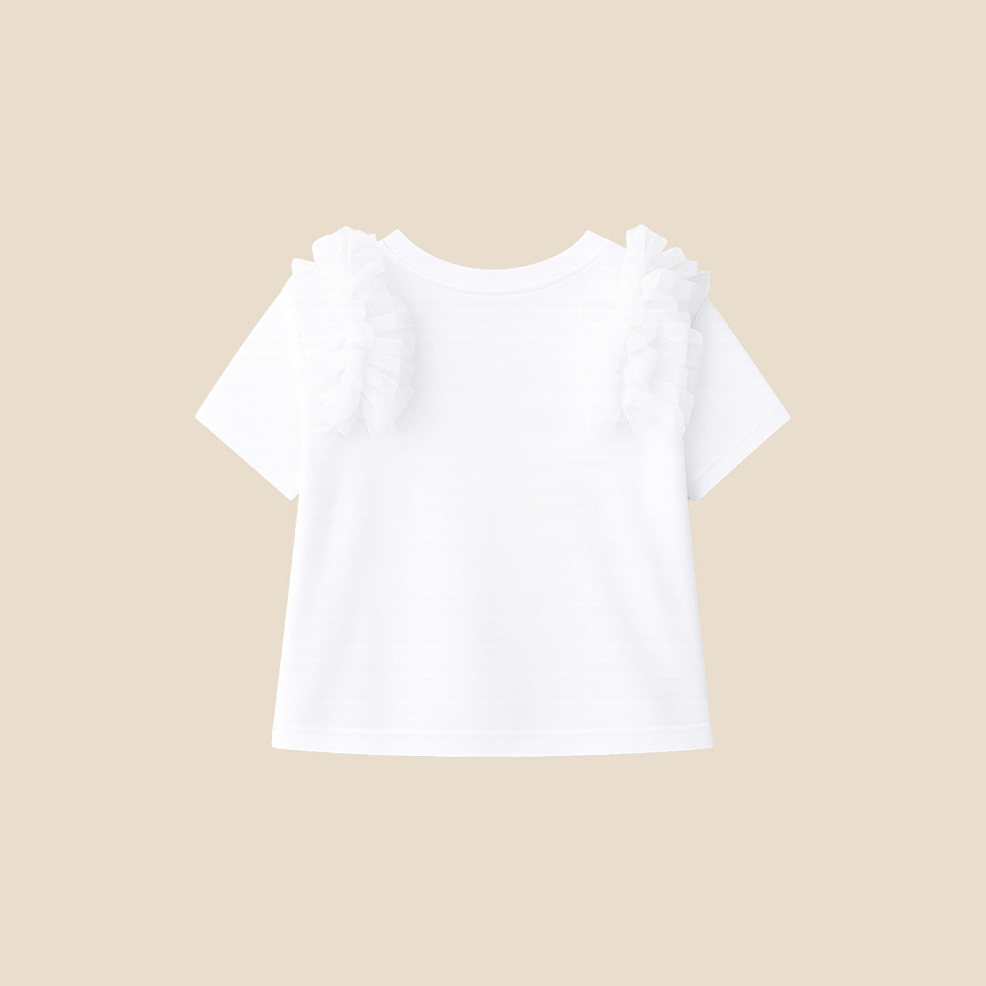Girls Solid White T-shirts - Angel & Rocket