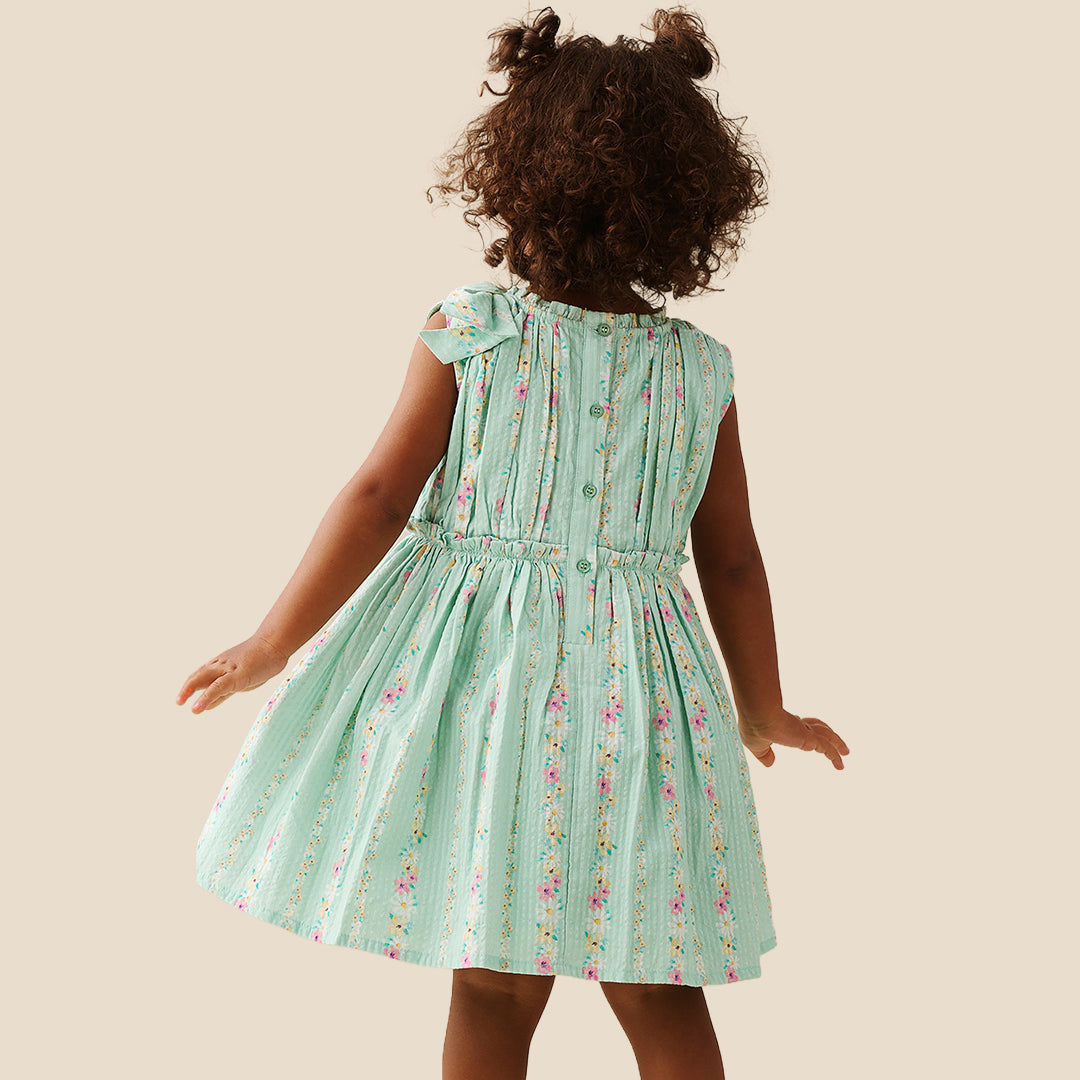 Gianna Floral Stripe Bow Shoulder Dress - Angel & Rocket