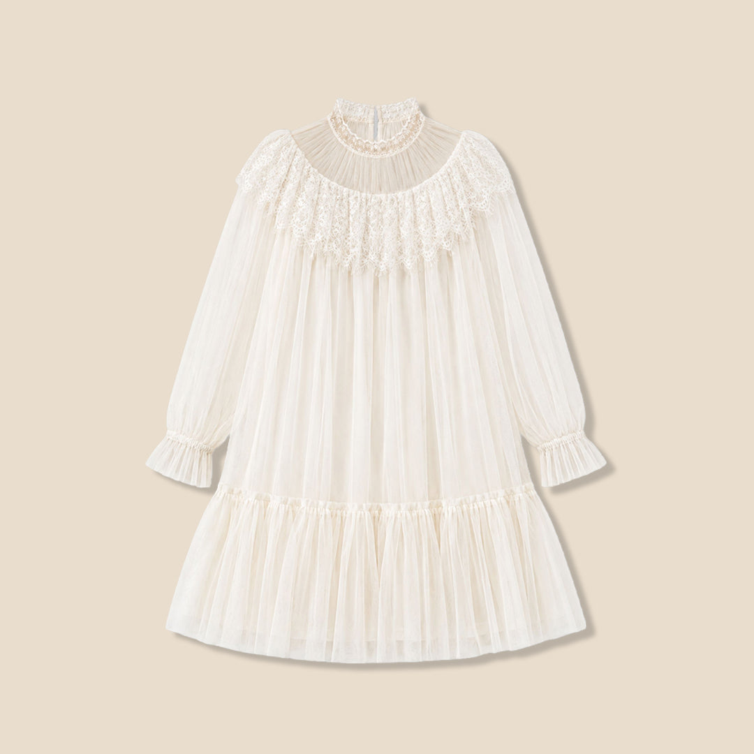 Girls Printed Cream Dresses - Angel & Rocket
