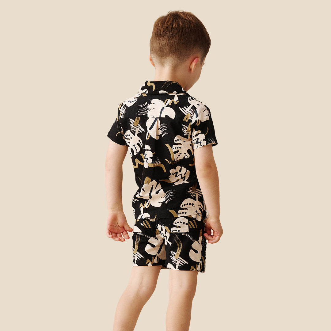 Finn Palm Leaf Print Ss Shirt - Angel & Rocket