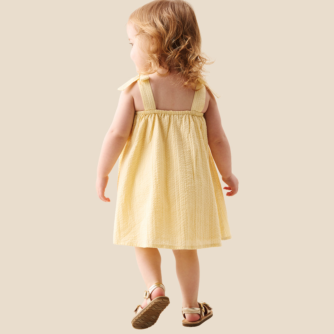 Matilda Yellow Scalloped Bow Dress - Angel & Rocket