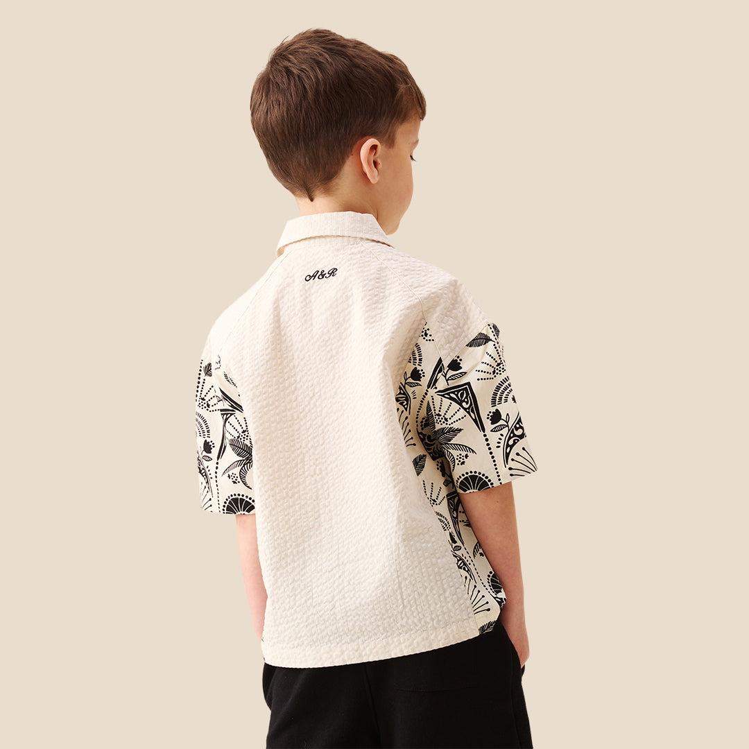 Regan Cut And Sew Stripe Palm Shirt - Angel & Rocket