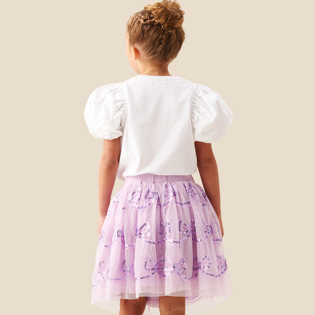 Delta Purple Bow Sequin Skirt - Angel & Rocket