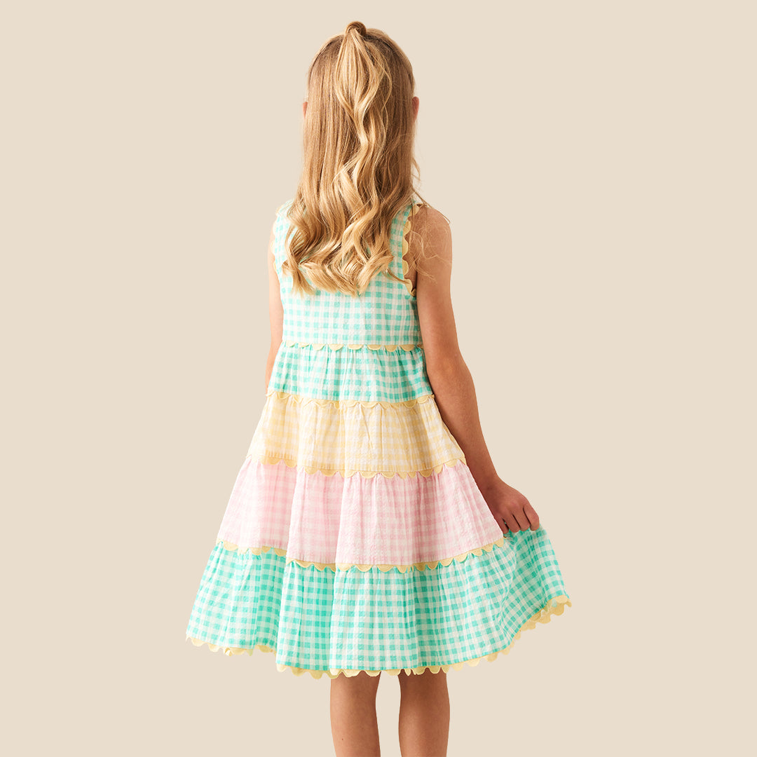 Ginny Pastel Gingham Bow Waist Dress - Angel & Rocket