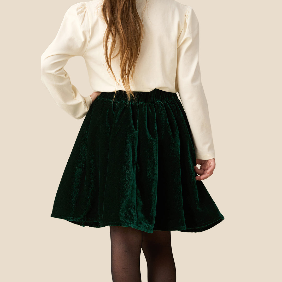Angel & Rocket Girls Velvet Green Skirt
