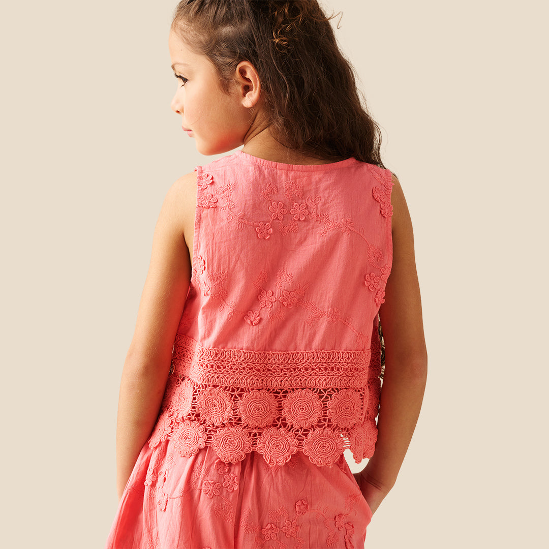Mila Crochet Hem Woven Top - Angel & Rocket
