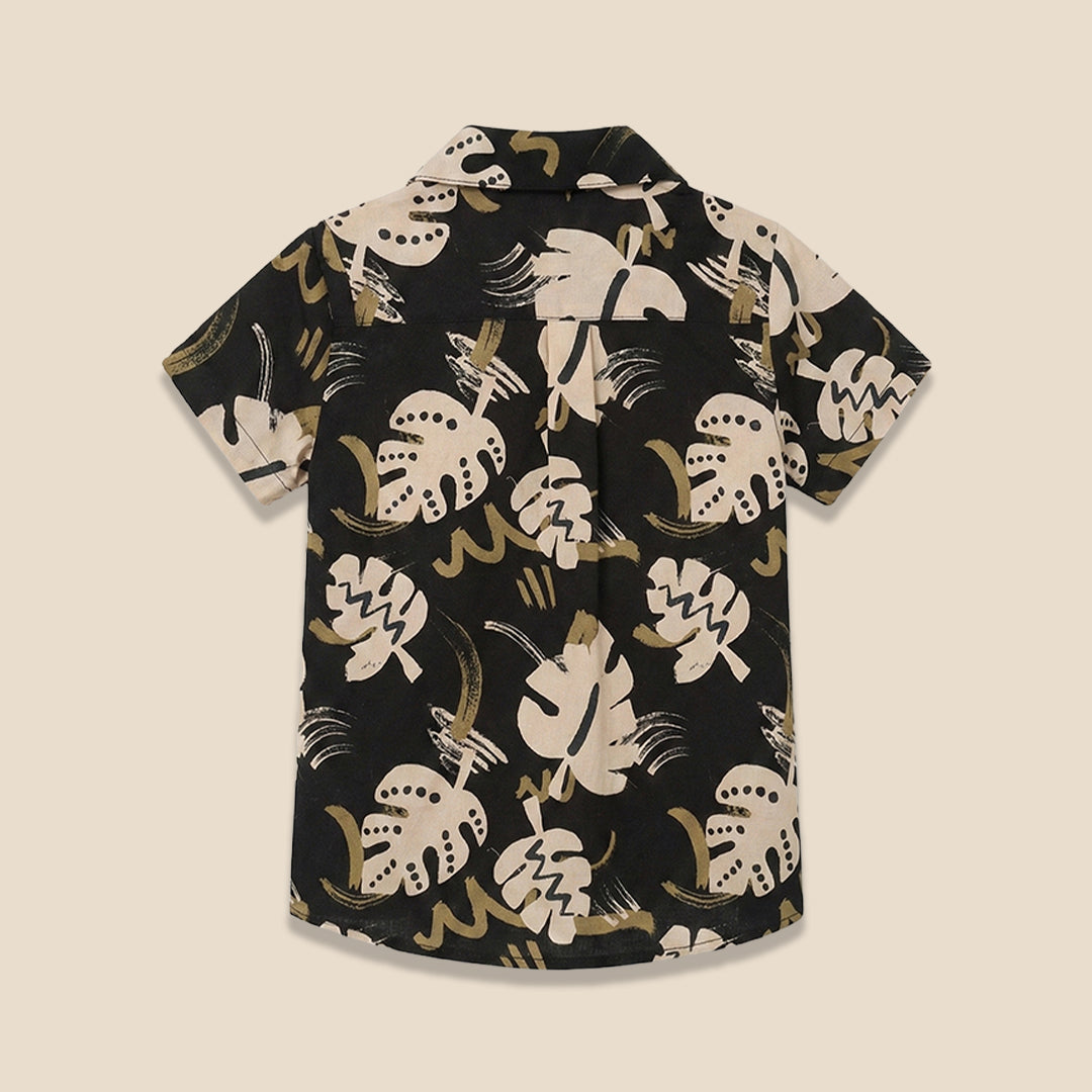 Finn Palm Leaf Print Ss Shirt - Angel & Rocket