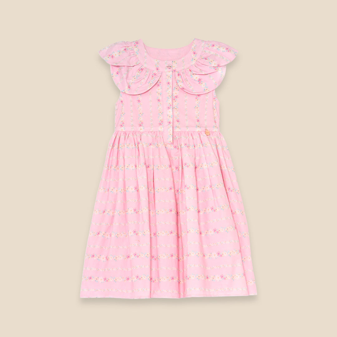 Ellery Floral Stripe Petal Collar Dress - Angel & Rocket