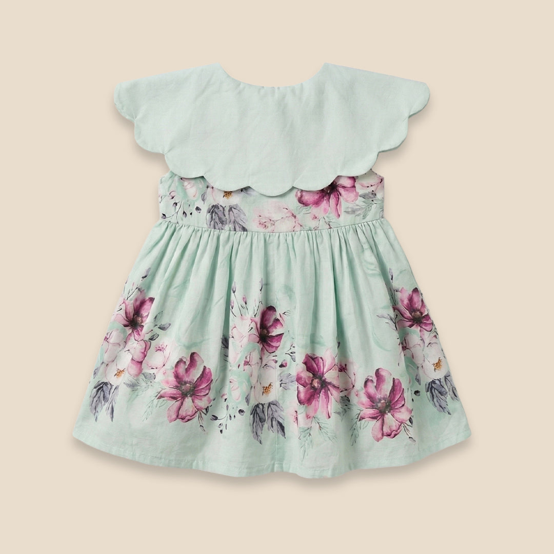 Sybil Mint Scalloped Collar Dress