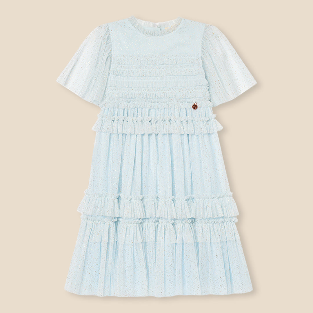 Xeni Ruffle Detail Mesh Dress