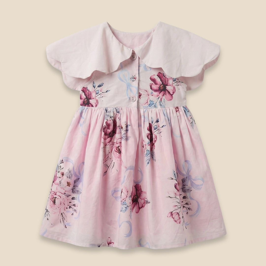 Sybil Pink Scalloped Collar Dress