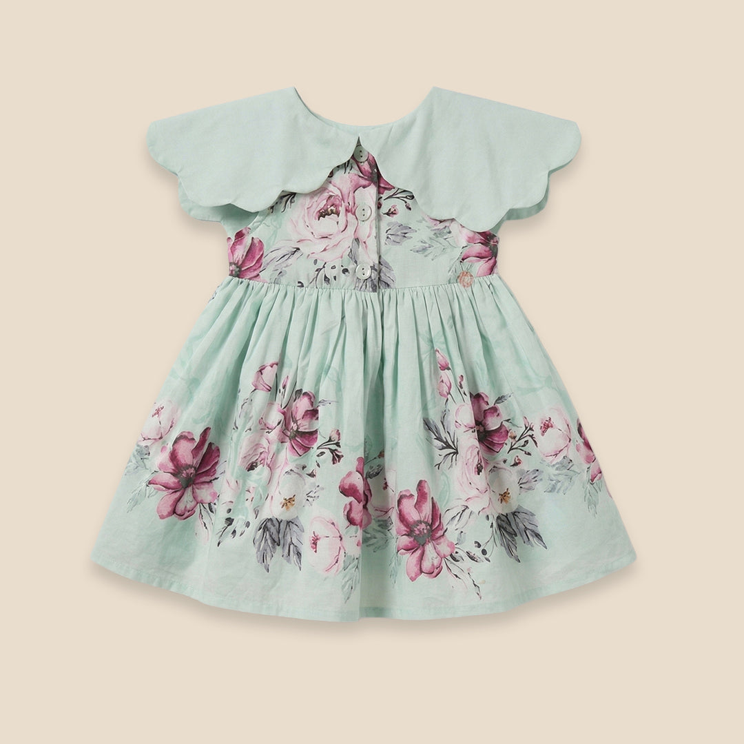 Sybil Mint Scalloped Collar Dress