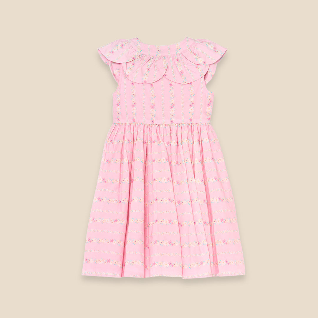 Ellery Floral Stripe Petal Collar Dress - Angel & Rocket