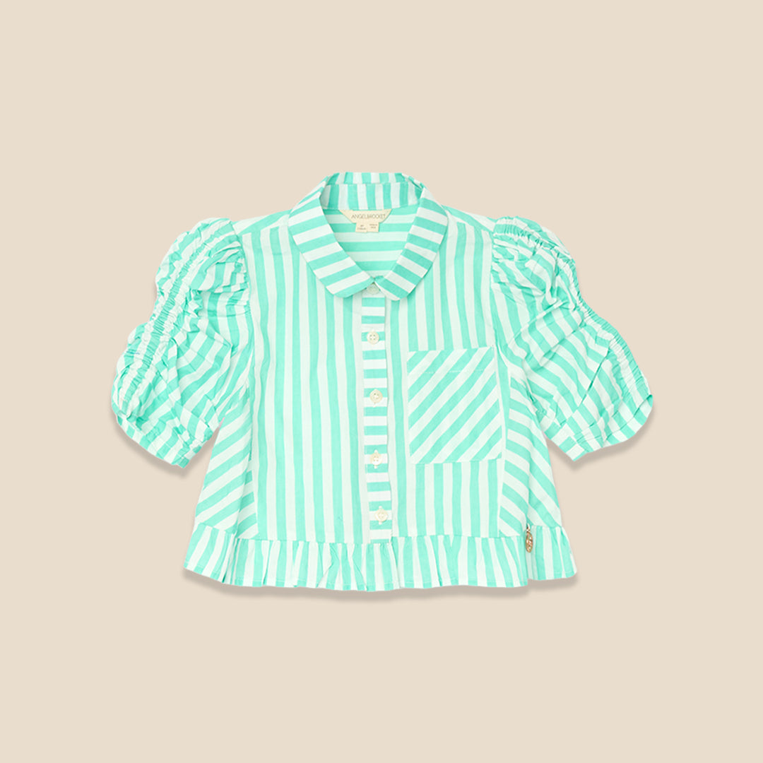 Sammie Stripe Ruffle Hem Shirt - Angel & Rocket