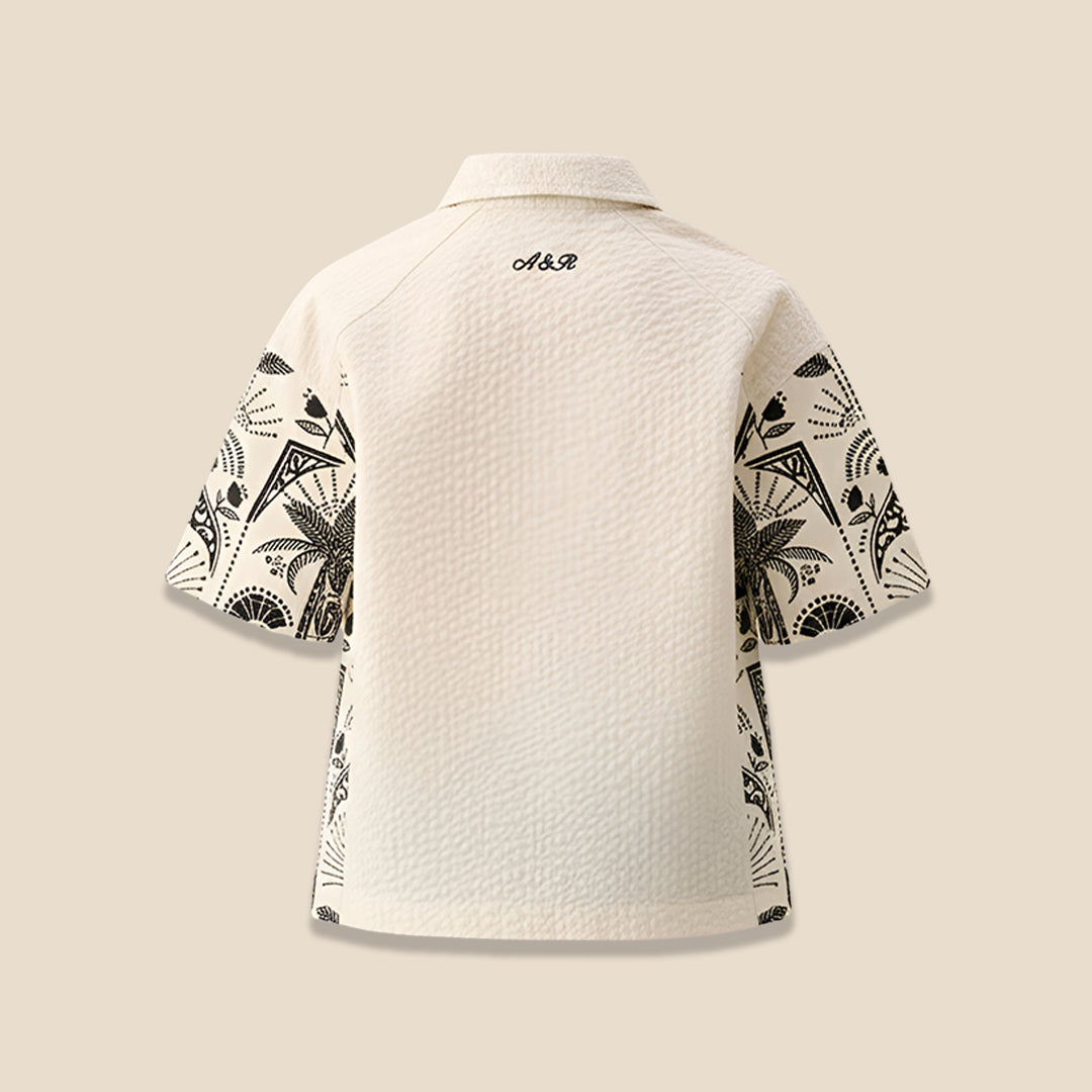 Regan Cut And Sew Stripe Palm Shirt - Angel & Rocket