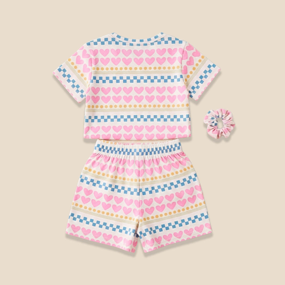 Dana Pink Heart Print Short PJs - Angel & Rocket