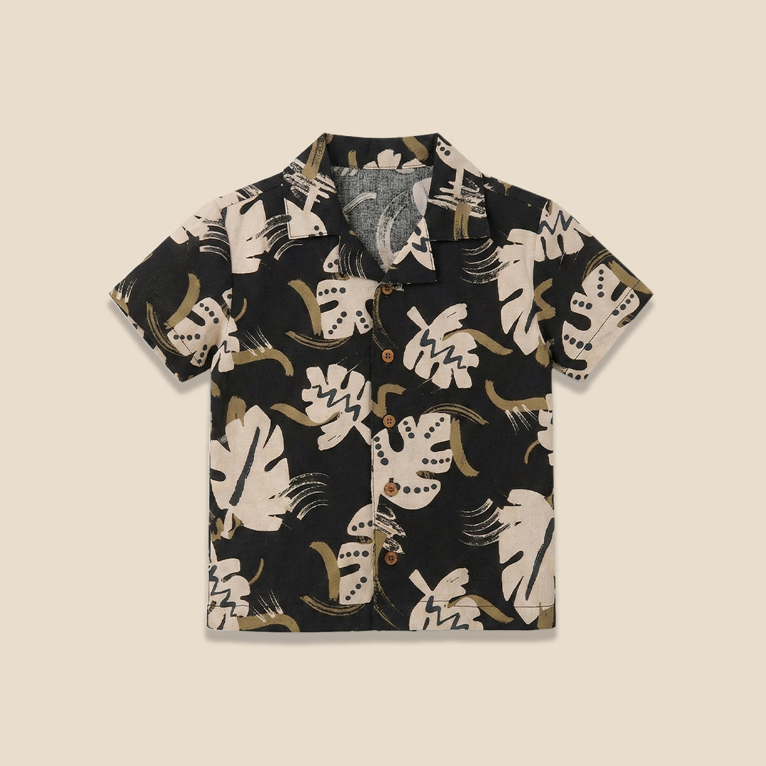 Finn Palm Leaf Print Ss Shirt - Angel & Rocket