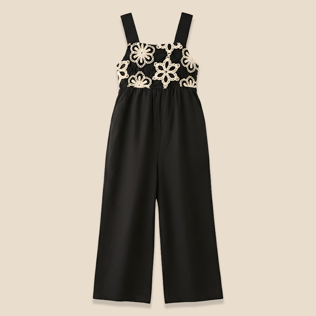 Girls Solid Black Jumpsuit - Angel & Rocket
