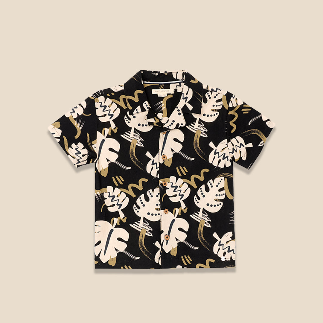Finn Leaf Print Textured Shirt - Angel & Rocket