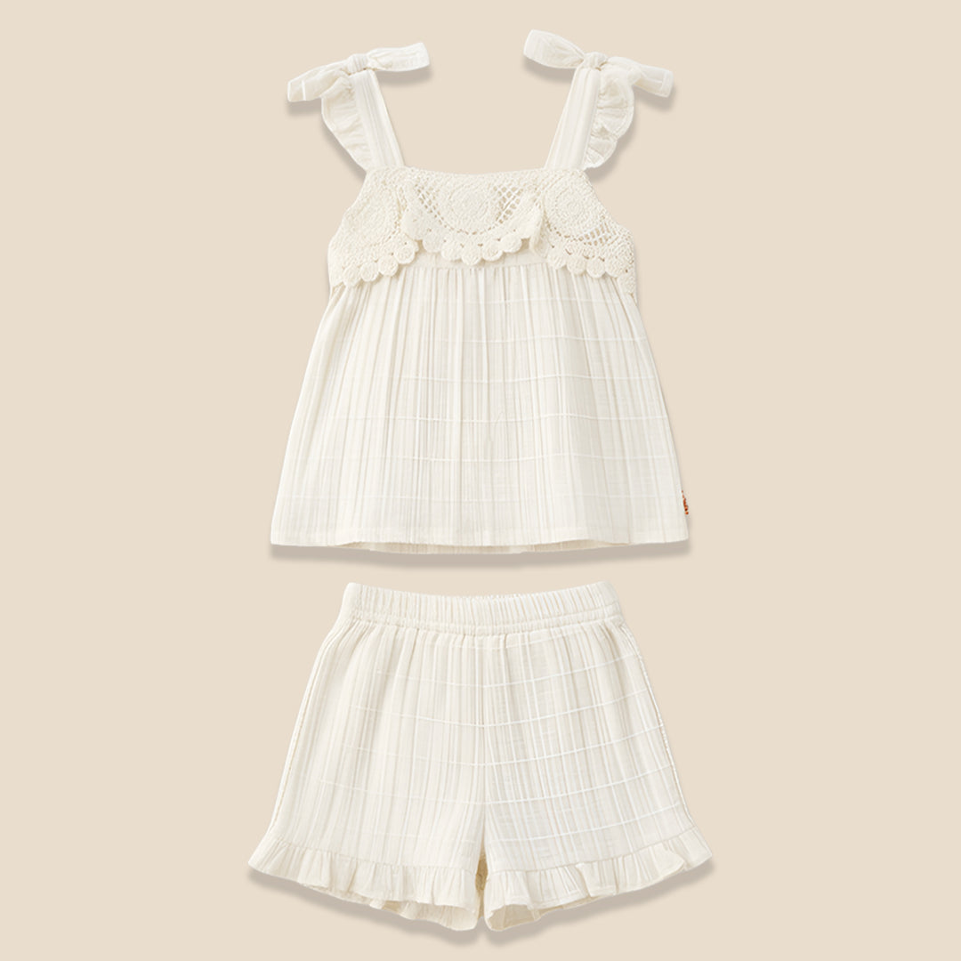 Girls Solid White Co-Ordinate Set - Angel & Rocket