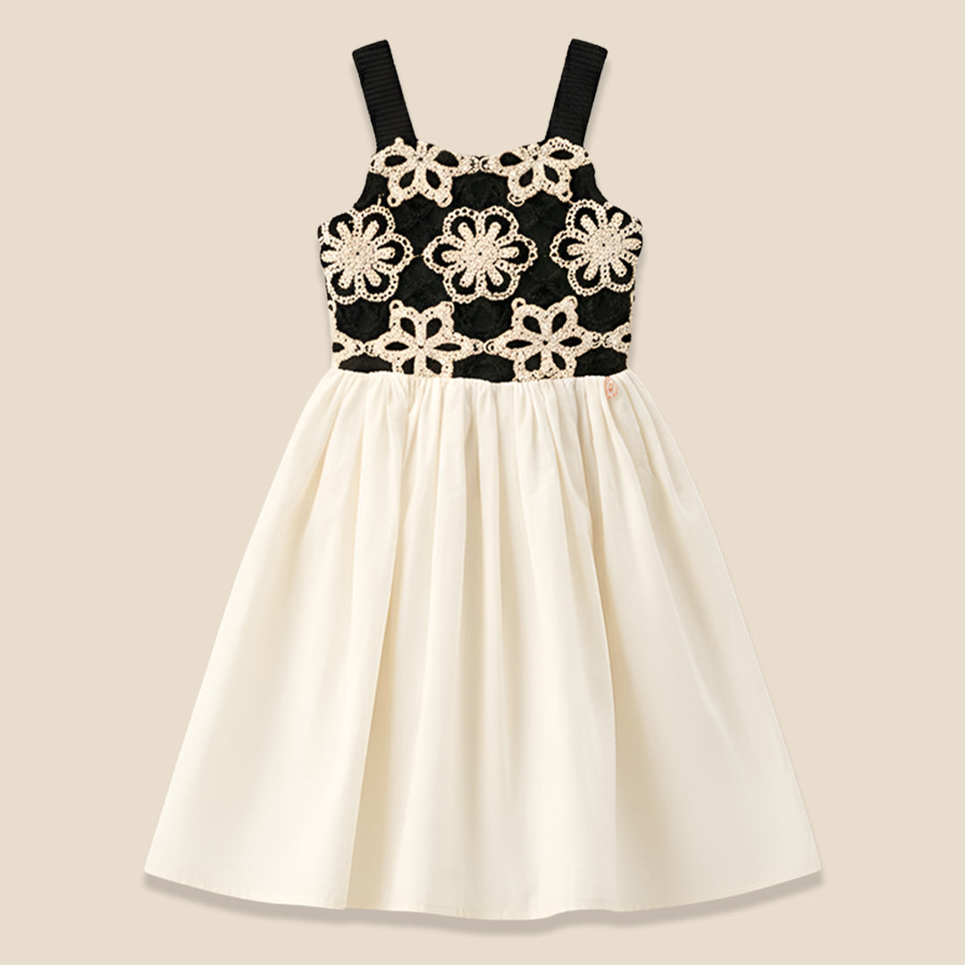 Girls Emboridered Cream Smart Dress - Angel & Rocket