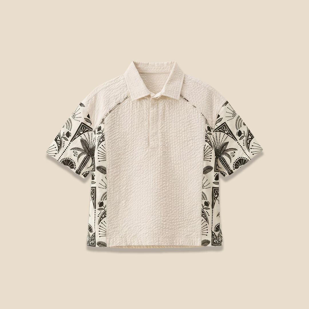 Regan Cut And Sew Stripe Palm Shirt - Angel & Rocket