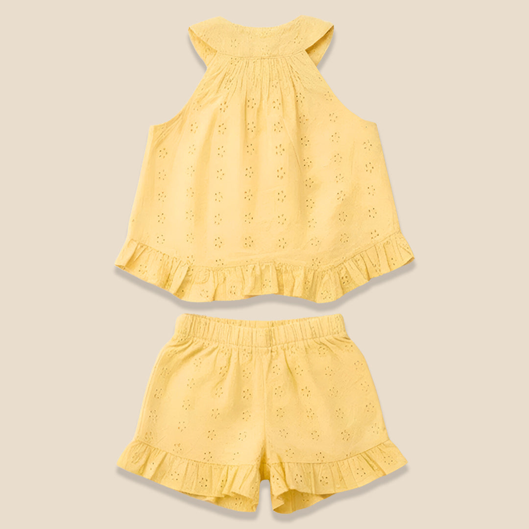 Leona Broderie Frill Top & Short Set - Angel & Rocket