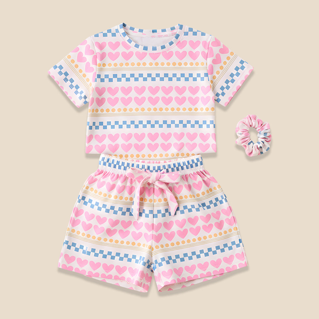 Dana Pink Heart Print Short PJs - Angel & Rocket