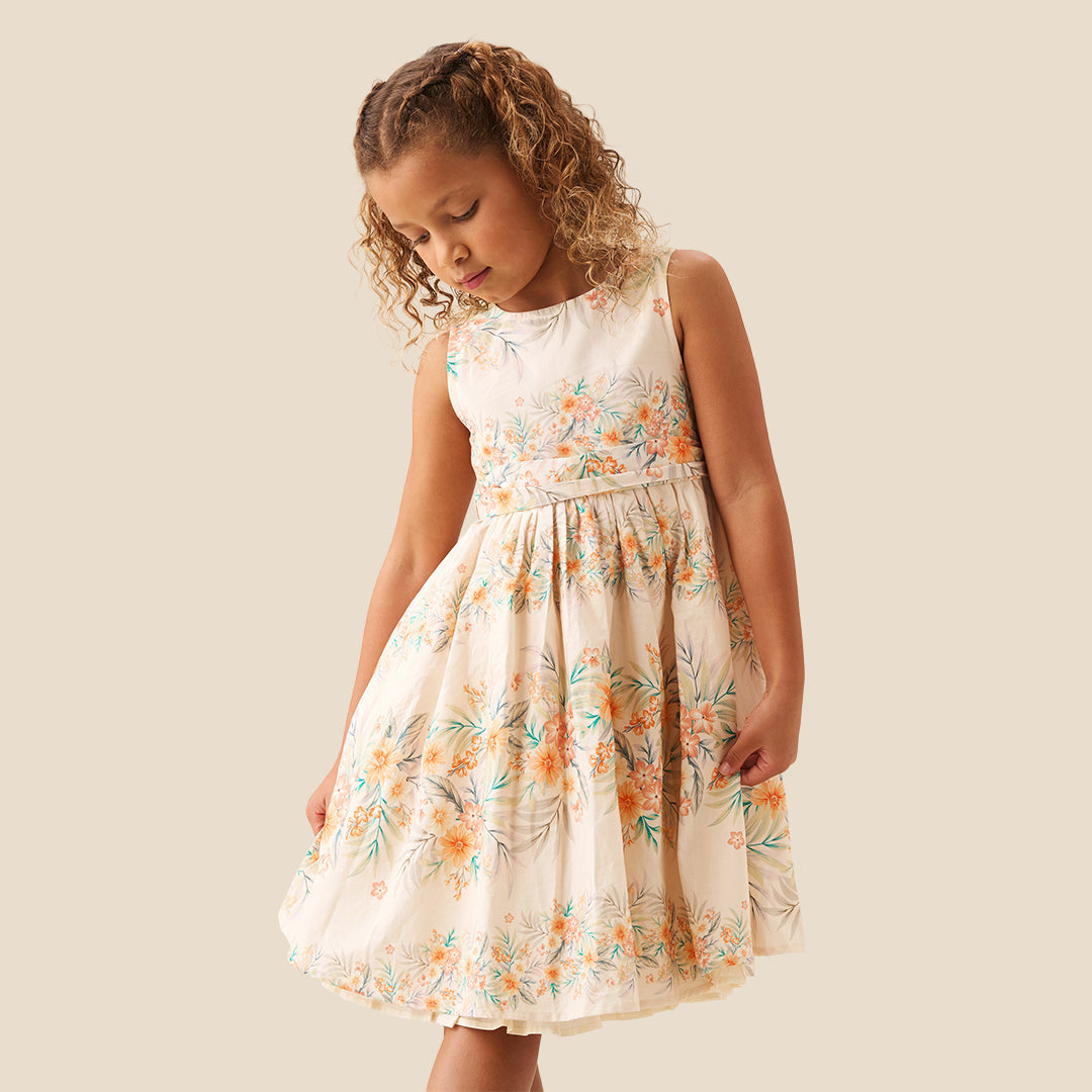 Primrose Print Stripe Sash Waist Dress