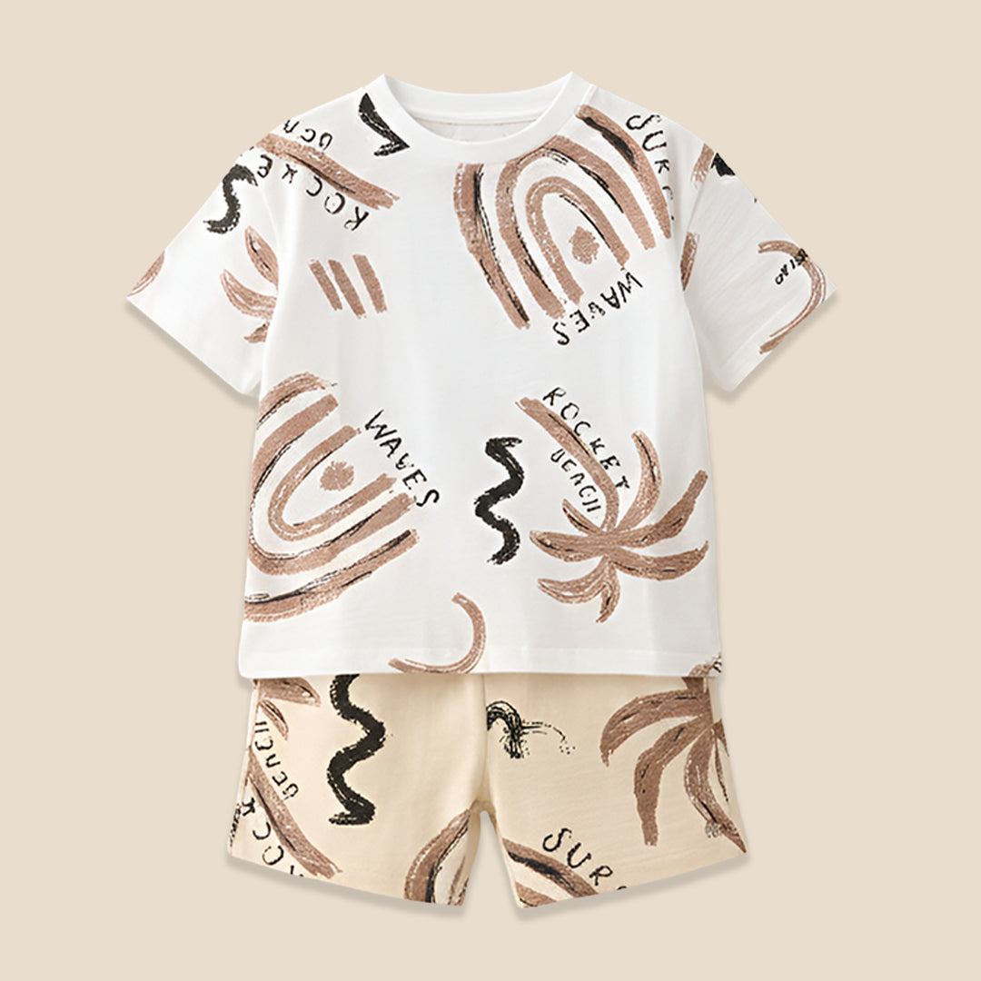 Kylo Oversized Palm Print T-Shirt & Short Set - Angel & Rocket