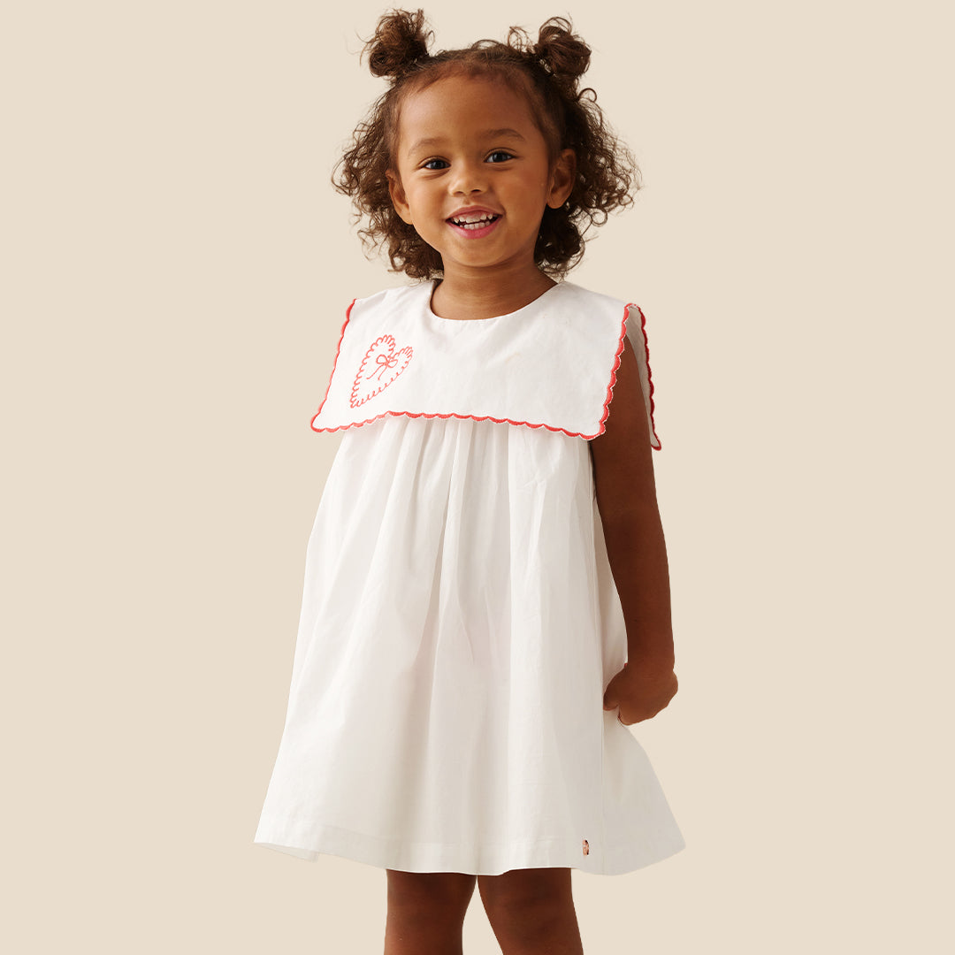 Betty Scalloped Collar Embroidered Dress