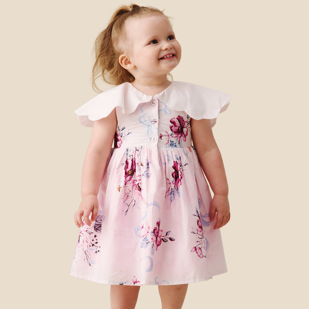 Sybil Pink Scalloped Collar Dress