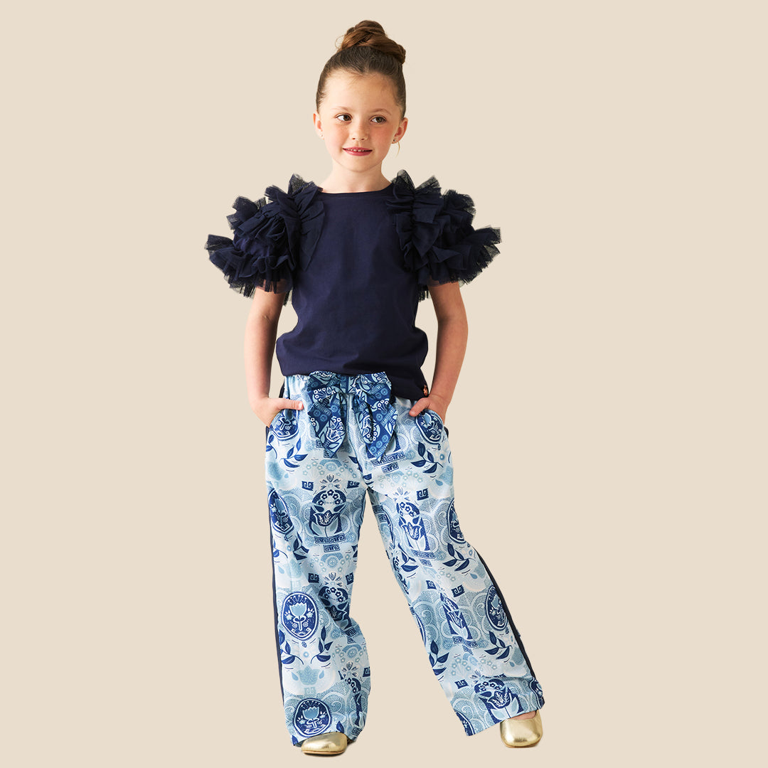 Angel & Rocket Girls Printed Blue Trousers