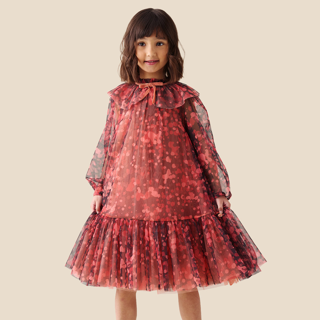 Girls Printed Orange Dresses