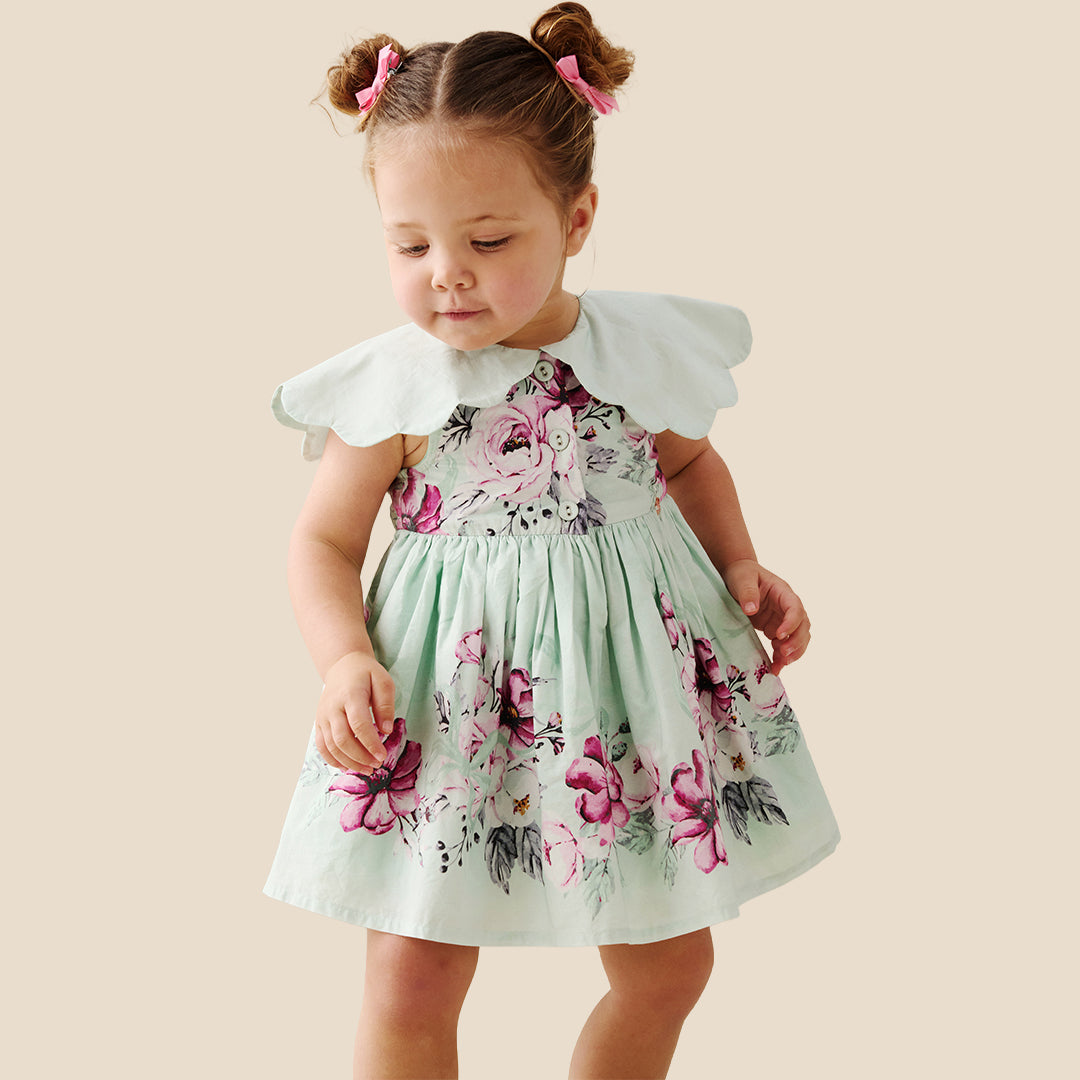 Sybil Mint Scalloped Collar Dress And Bloomer