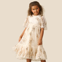 Delta Sequin Flower Mesh Dress