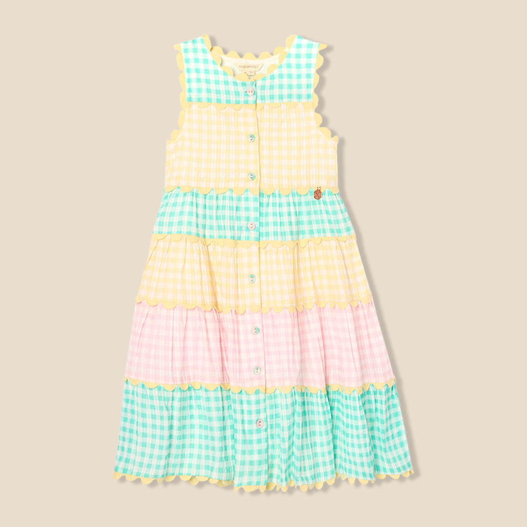 Ginny Pastel Gingham Bow Waist Dress - Angel & Rocket
