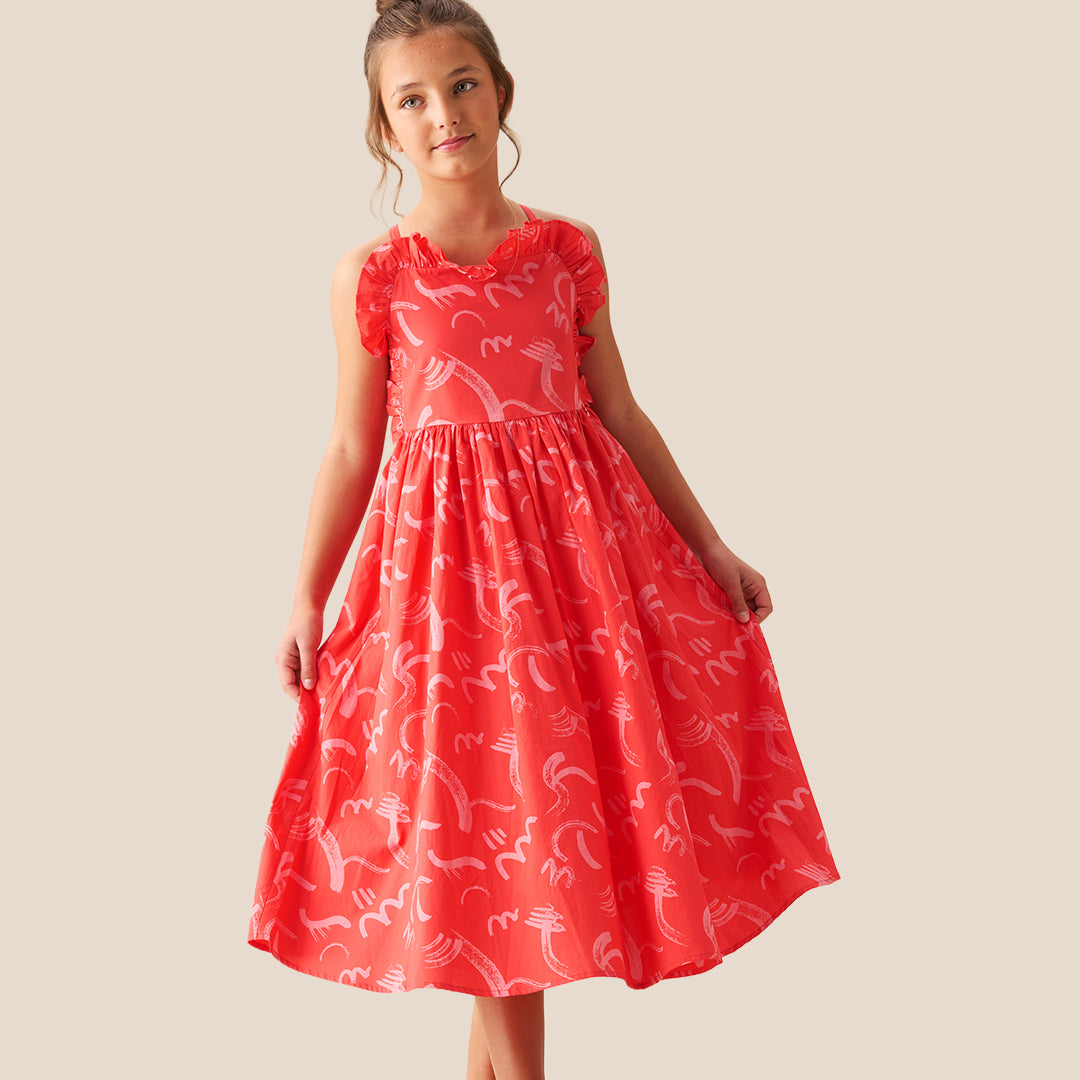 Evie Print Frill Swing Dress