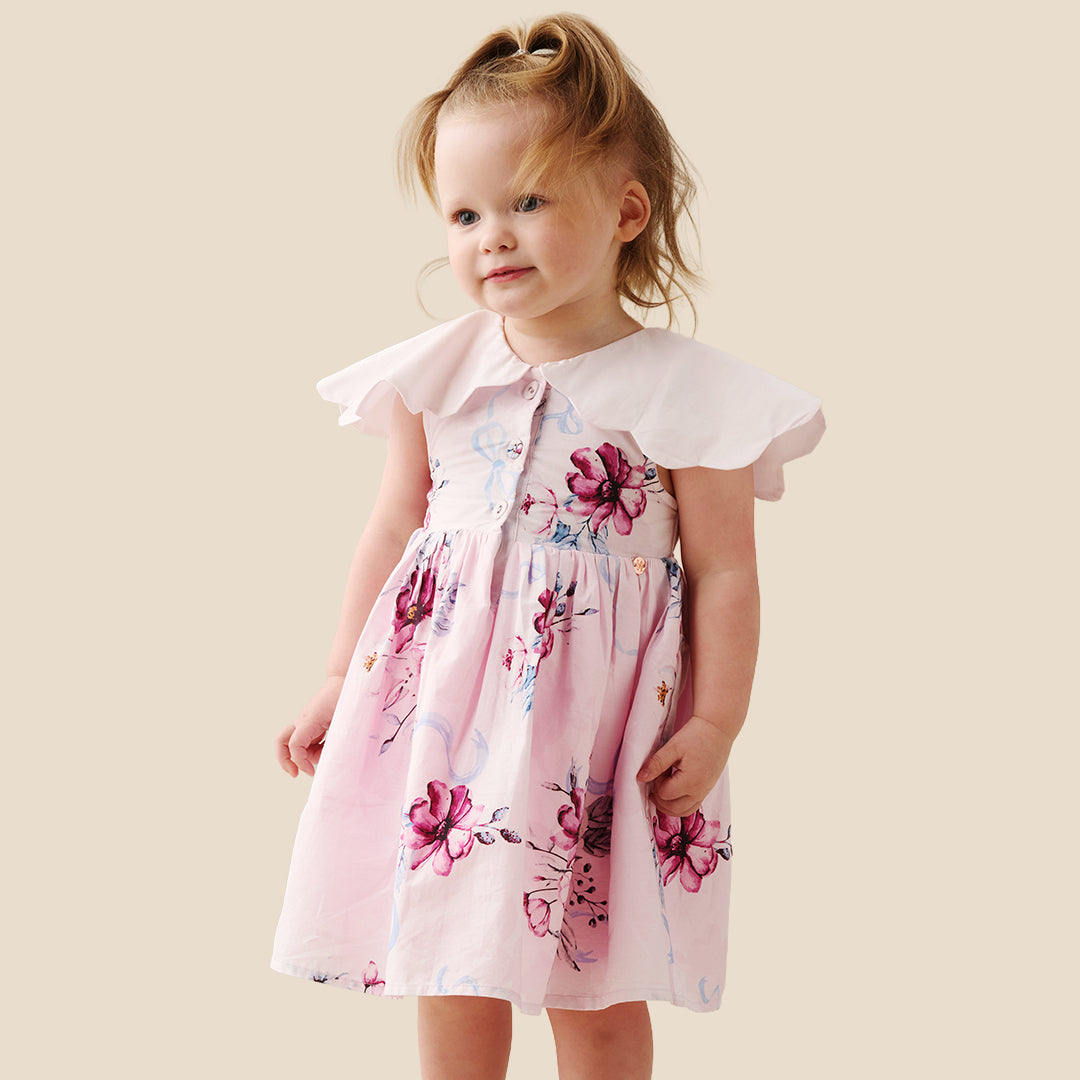 Sybil Pink Scalloped Collar Dress