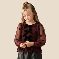 Neve Flocked Heart Mesh Top