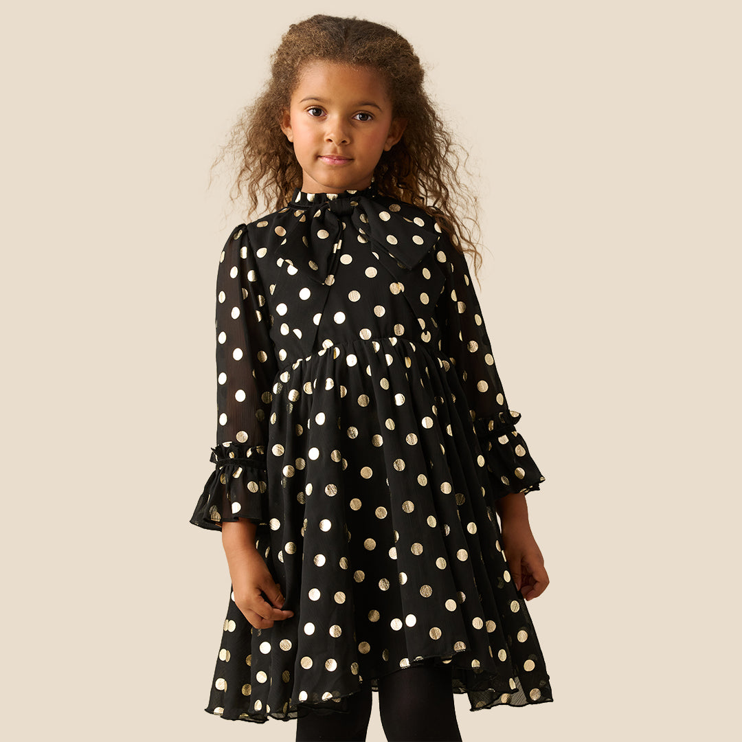 Dakota Black Polkadot Bow Dress
