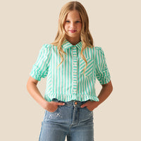 Sammie Stripe Ruffle Hem Shirt